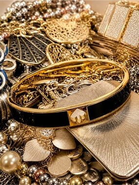 2 LB Gold & Silver Jewelry Lot Wearable Signed Unsigned Fab Variety
